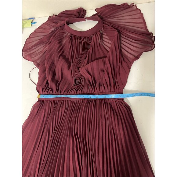 Revolve Keepsake Wine-Coloured Pleated Mini Halter Dress Womens Size S - Picture 12 of 14